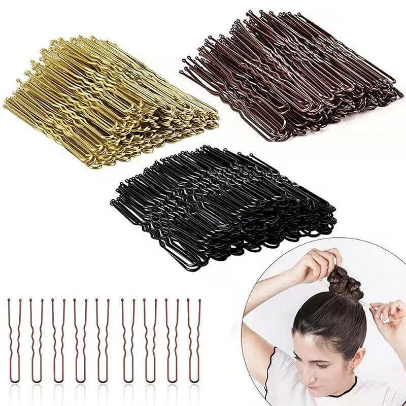Wavy U Shaped Bun Hairpins 6 cm - Gold, Pack of 100 - view 5