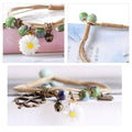 Waxed Cord Ceramic Bead Bracelet - Daisy, Heart and Clover Charms - view 5