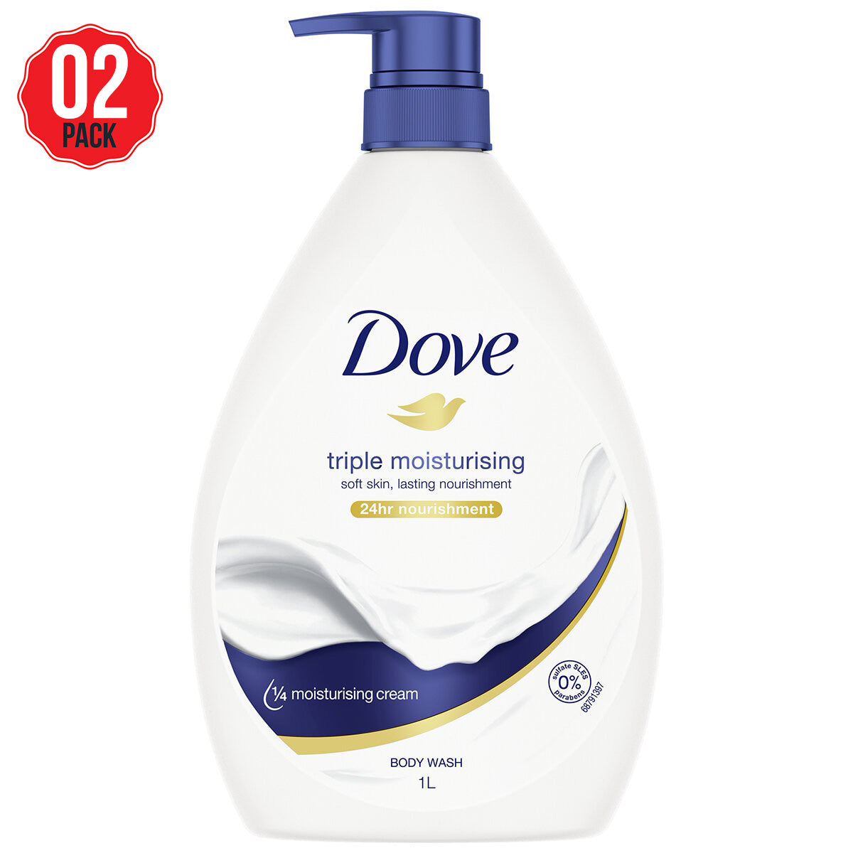 Dove Triple Moisturising Body Wash 2 x 1L - SuperSaverAU - view 1