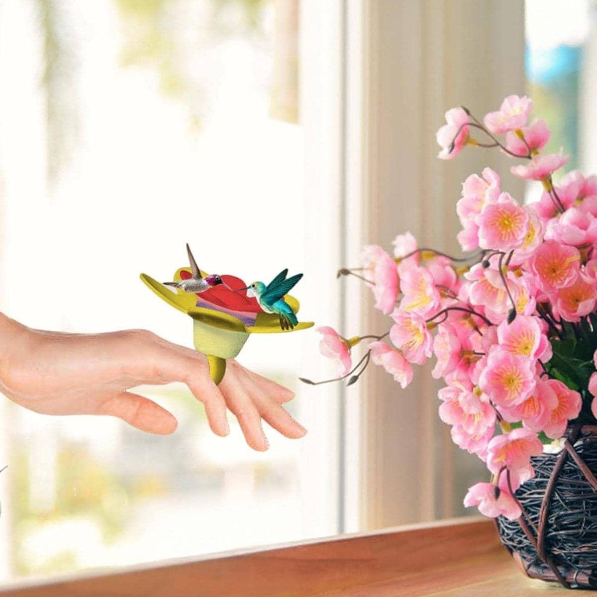 Wearable Hummingbird Feeder Ring - Red and Yellow - view 4