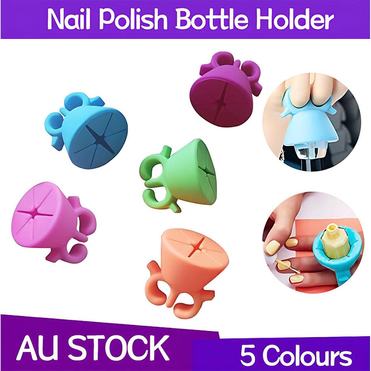 Wearable Nail Polish Bottle Holder Ring - Purple - view 2