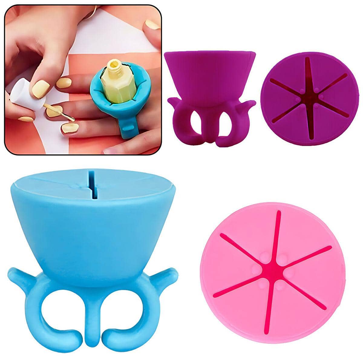 Wearable Nail Polish Bottle Holder Ring - Purple - view 5