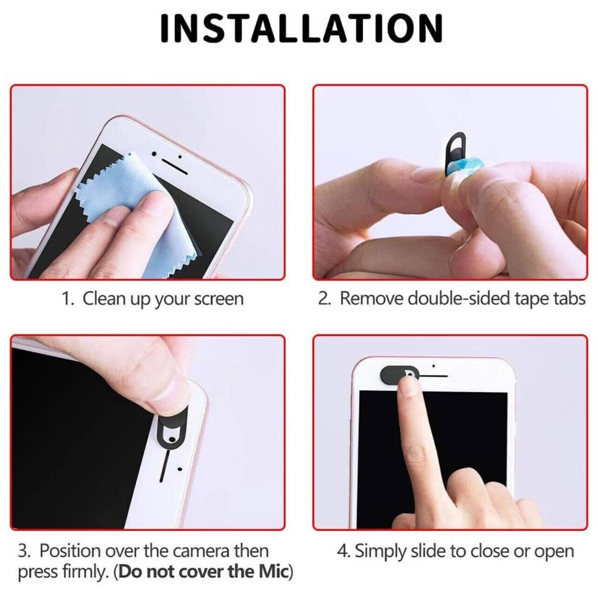 Webcam Cover Slide for Laptop Camera - Ultra Thin Privacy Protection, Black, Pack of 3 - view 4