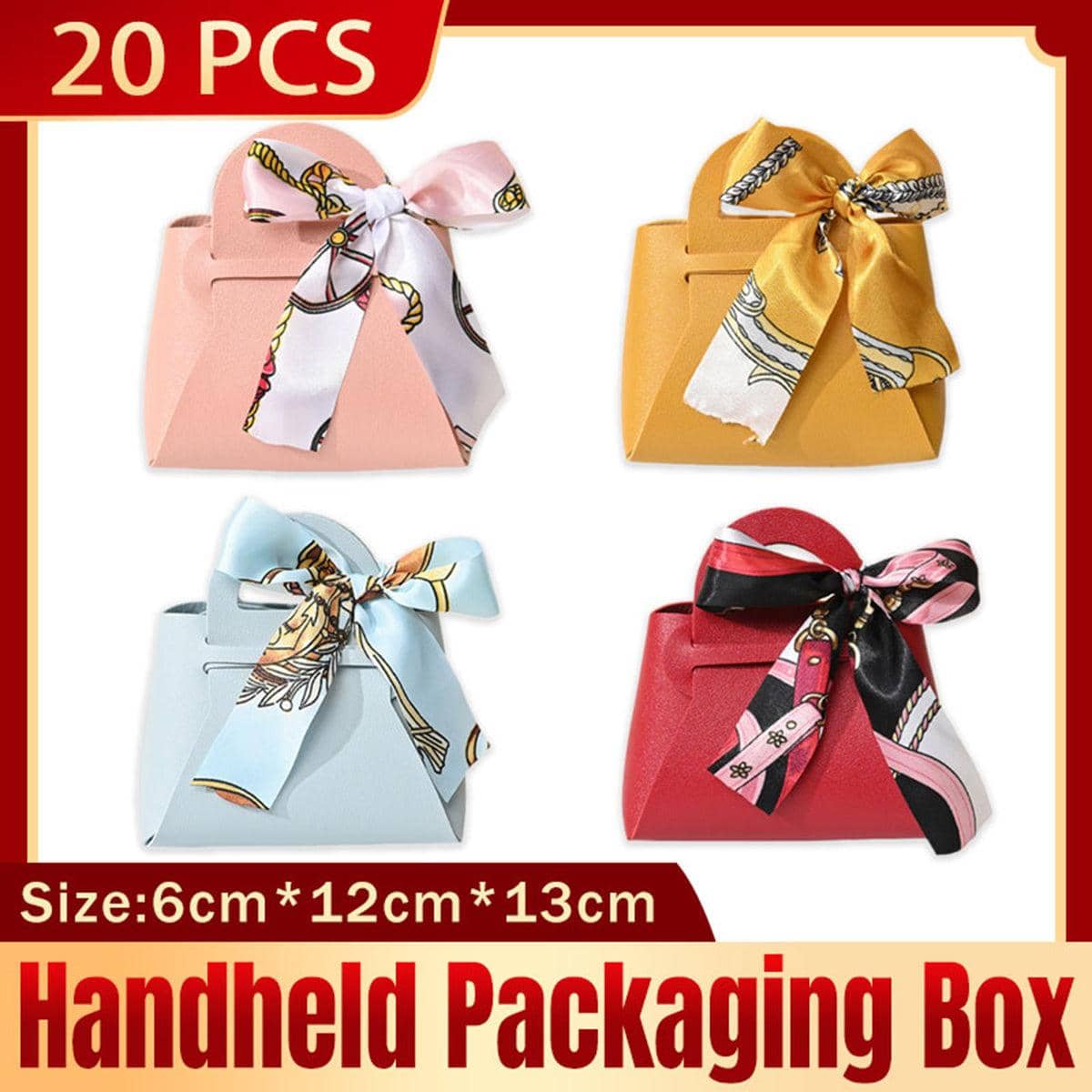 Wedding Candy Boxes Portable Gift Bags Pack of 20 - Red - view 2