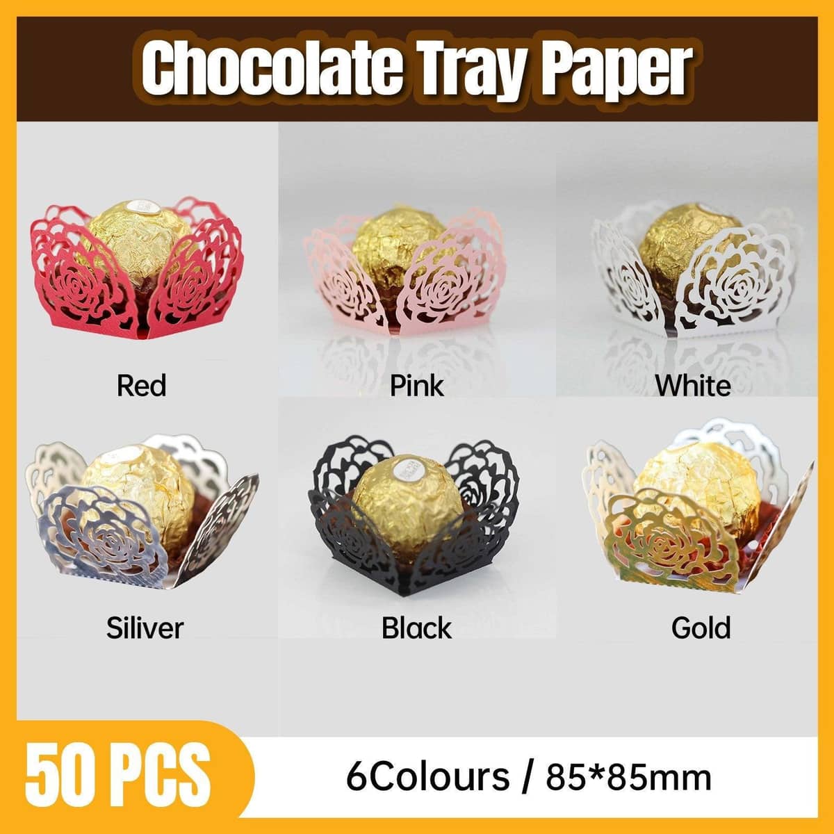 Wedding Candy Chocolate Boxes Hollow Rose Lace, Pack of 50 - White - view 2