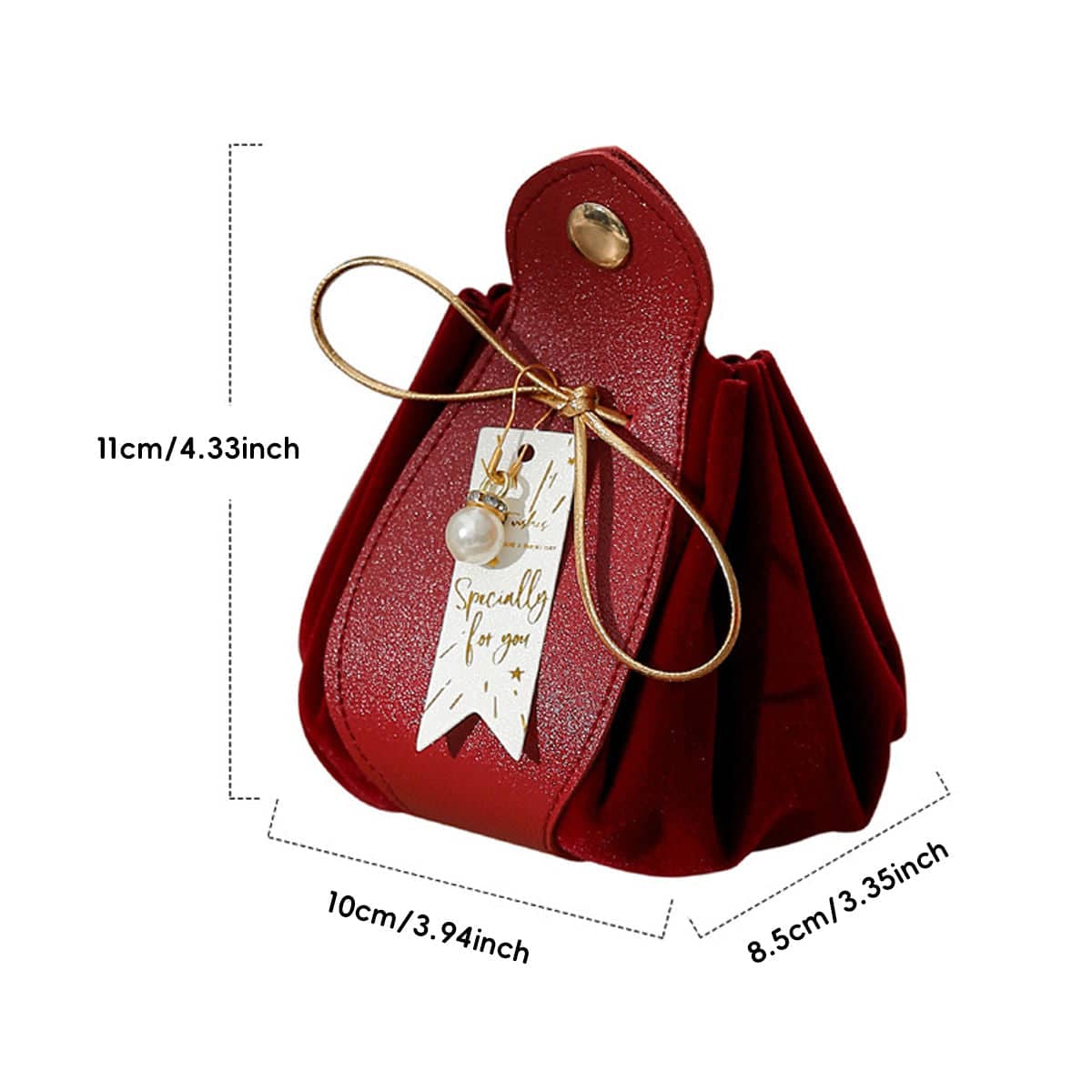 Wedding Candy Favour Bags with Pearl Charm and Gift Tag, Pack of 10 - Navy Blue - view 4