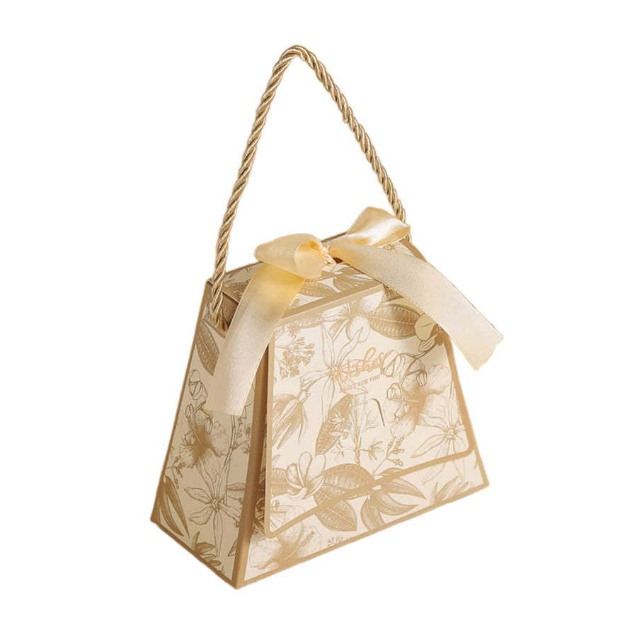 Wedding Candy Gift Boxes with Rope Handle, Pack of 50 - Champagne