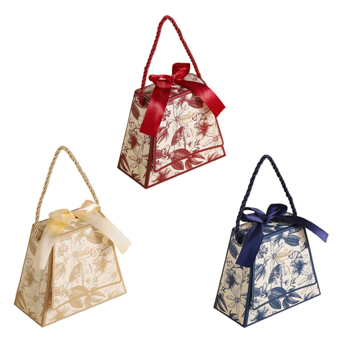 Wedding Candy Gift Boxes with Rope Handle, Pack of 50 - Champagne - view 3