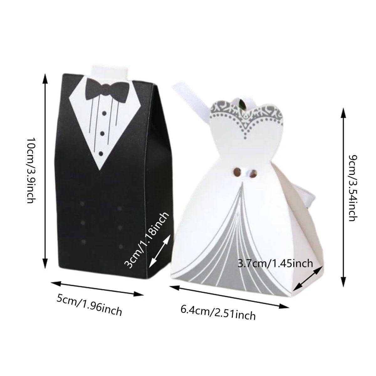 Wedding Favour Candy Boxes - Black Suit and White Gown Design, Pack of 100 - view 4