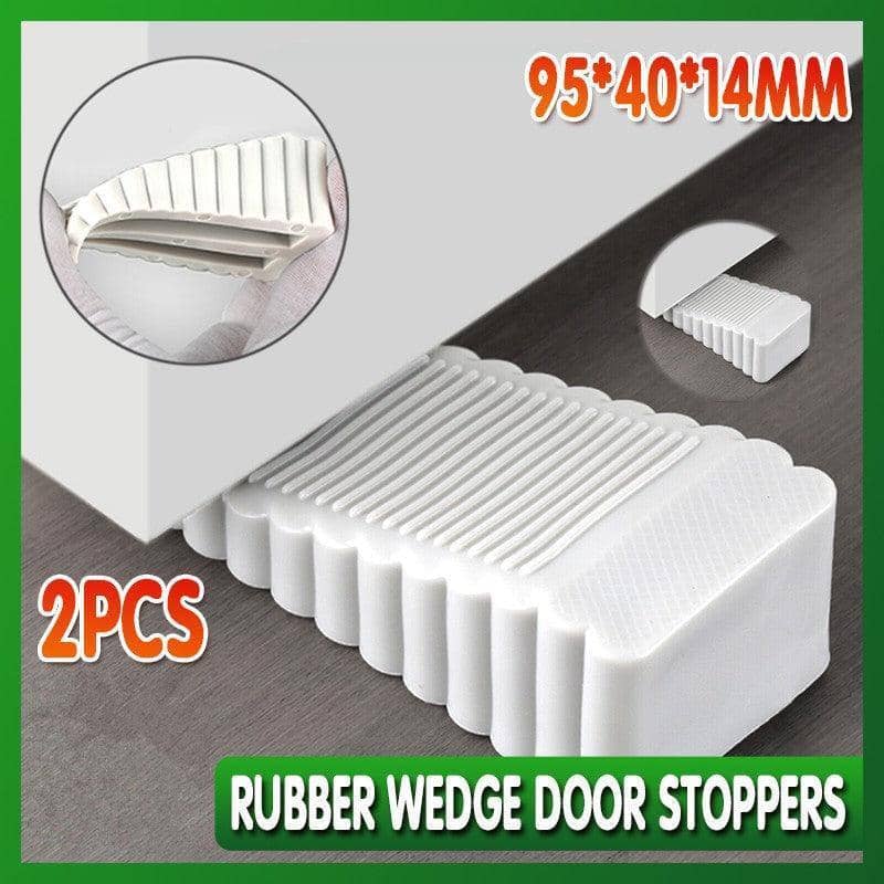 Wedge Door Stoppers for Floors and Carpet, Heavy Duty - Pack of 2, White