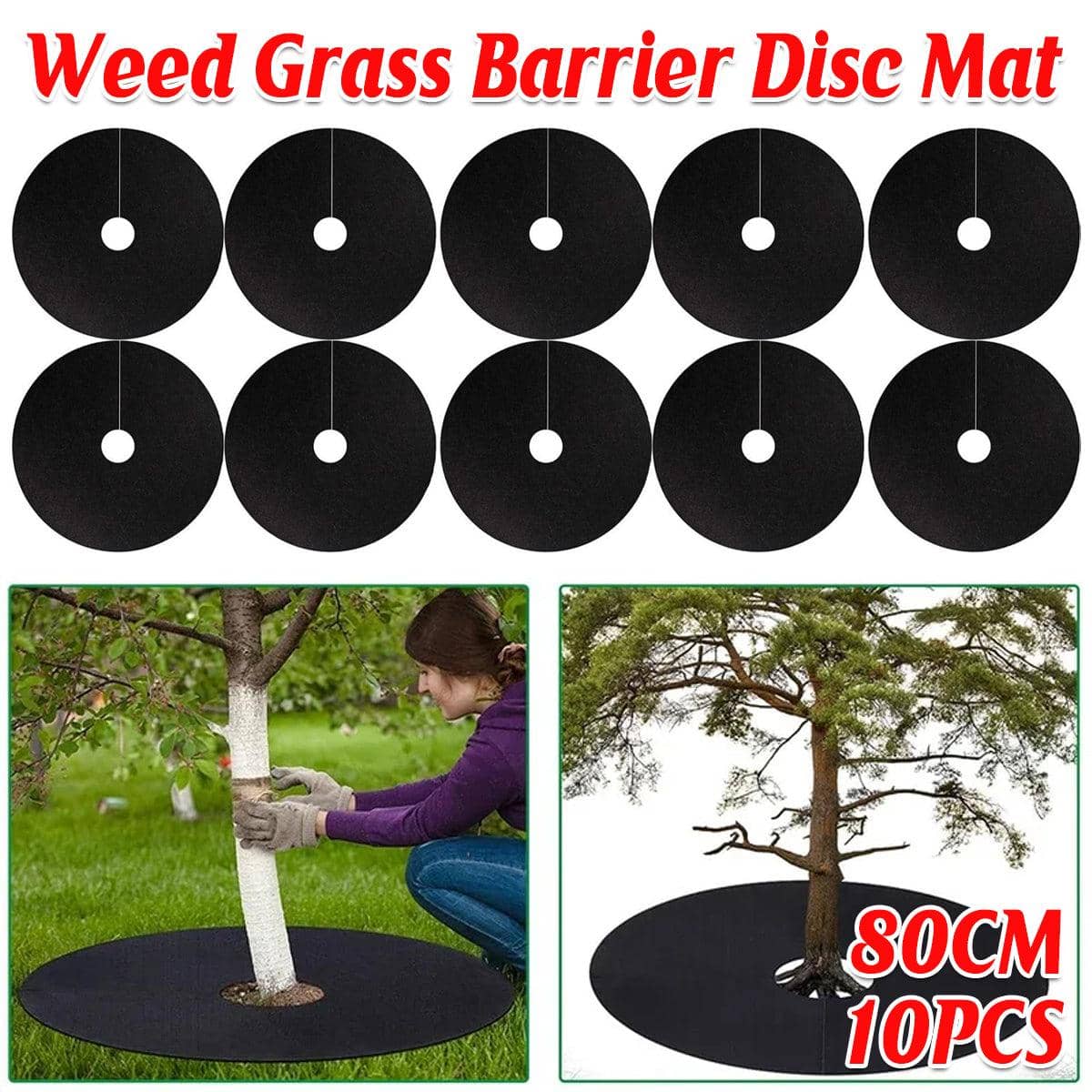 Weed Barrier Disc Mats, 82 cm, Pack of 10