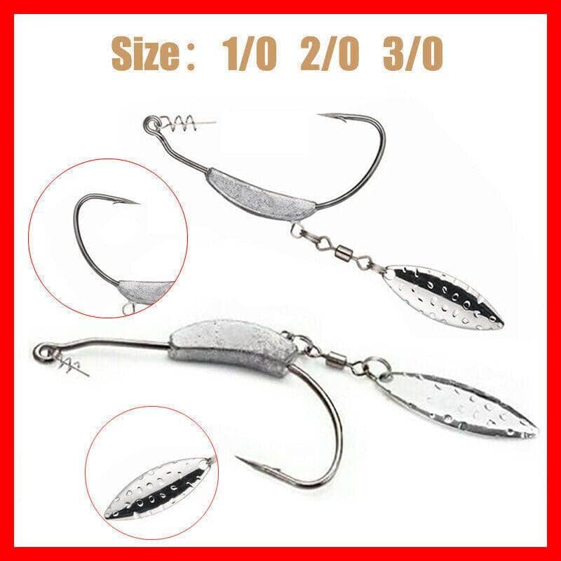 Weedless Jighead Worm Hook with Spinner Blade - Size 2/0, Pack of 2 - view 2