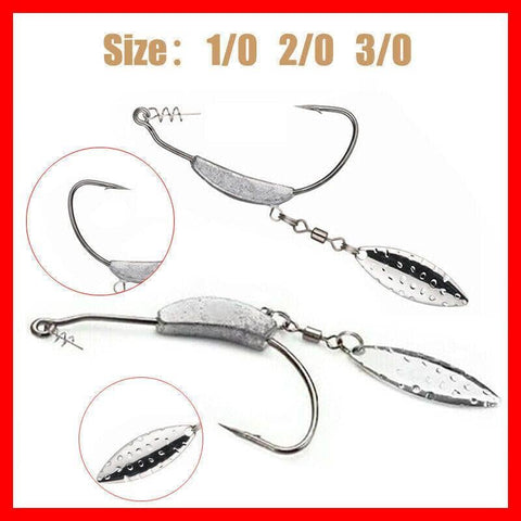 Weedless Jighead Worm Hook with Spinner Blade - Size 2/0, Pack of 2 - view 2