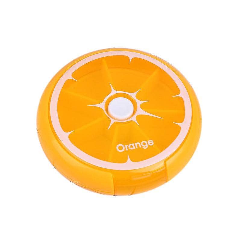Weekly 7 Day Round Pill Organiser Case - Orange