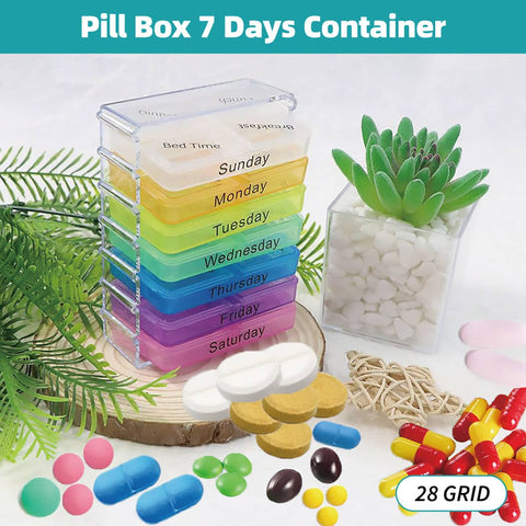 Weekly Pill Organiser, 28 Compartments, 7-Day - Multicolour