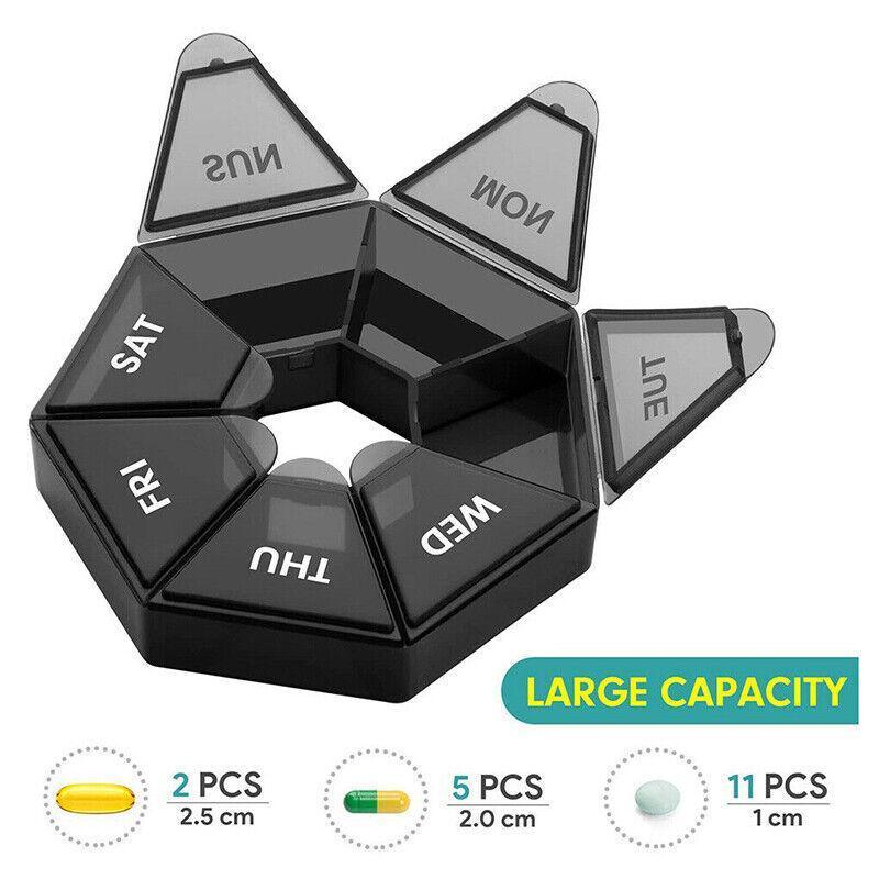 Weekly Pill Organiser, 7 Compartments, Pack of 2 - Green - view 4