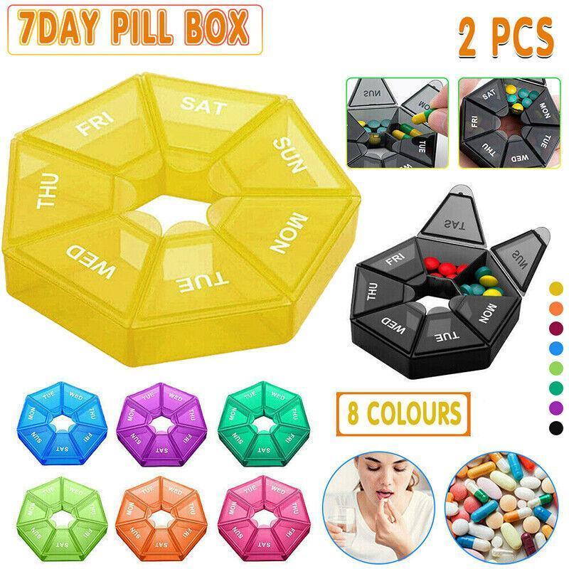 Weekly Pill Organiser, 7 Compartments, Pack of 2 - Purple - view 2