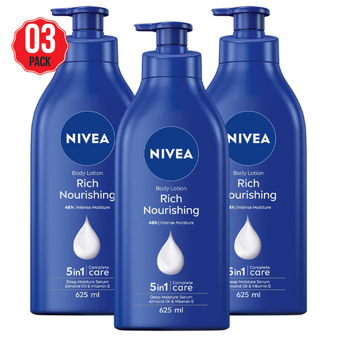 NIVEA Rich Nourishing Body Lotion 3 x 625ml - SuperSaverAU - view 1
