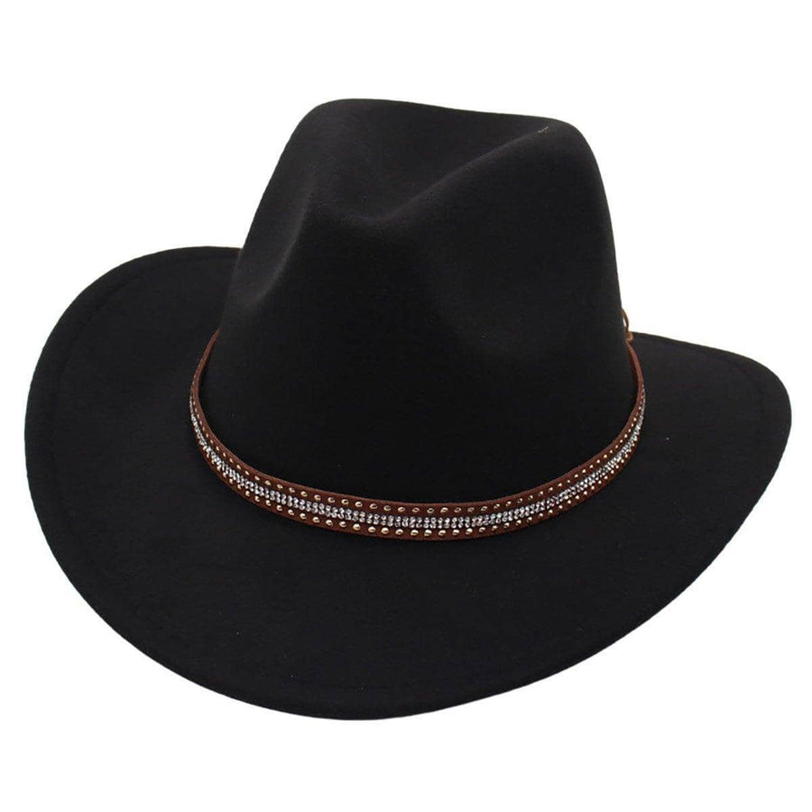 Western Cowboy Hat for Men and Women, Wide Brim - Black