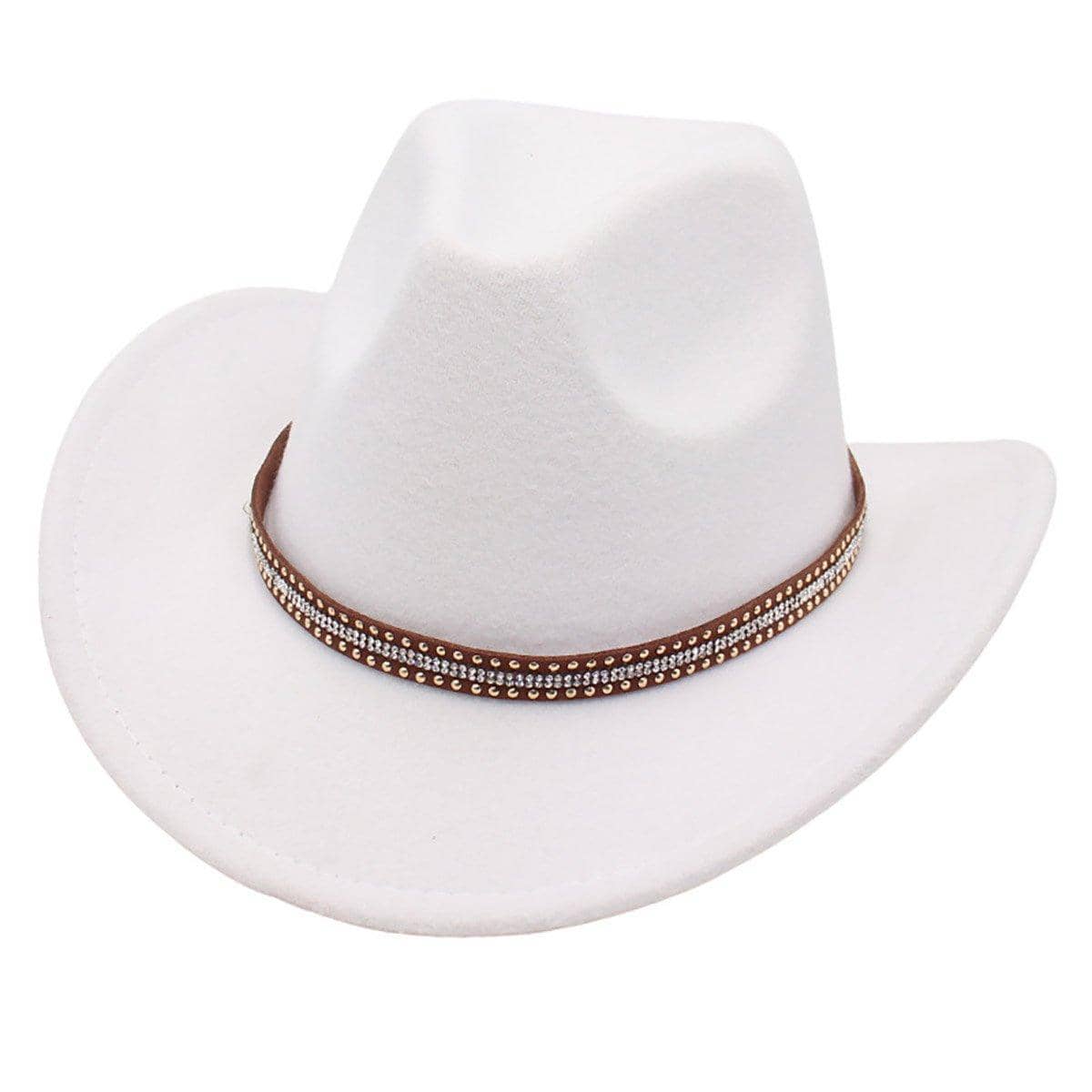 Western Cowboy Hat for Men and Women, Wide Brim - White