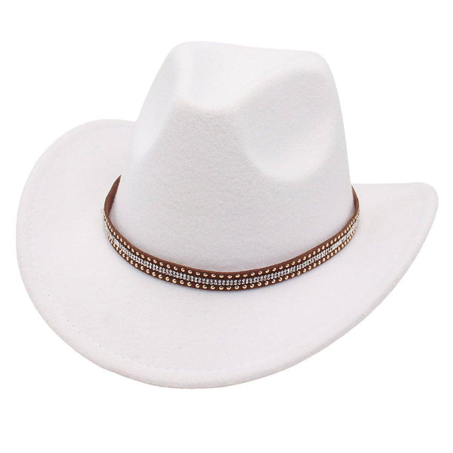 Western Cowboy Hat for Men and Women, Wide Brim - White