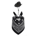 Western Cowboy Hat and Paisley Bandana Pet Costume Set - Black