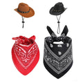 Western Cowboy Hat and Paisley Bandana Pet Costume Set - Black - view 3
