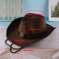 Western Cowboy Straw Hat with Wide Brim, Unisex - Coffee Brown - view 4