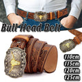 Western Longhorn Buckle Belt, Faux Leather, Brown - 120cm - view 2