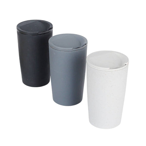 Wheat Straw Coffee Cups with Lids for Cold Drinks, Pack of 30, Black, Grey and White - view 2