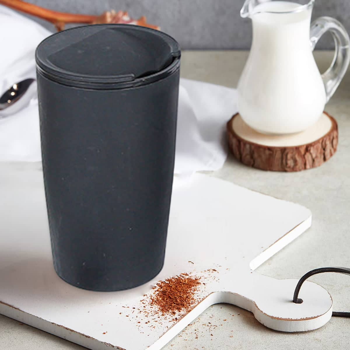 Wheat Straw Coffee Cups with Lids for Cold Drinks, Pack of 30, Black, Grey and White - view 4