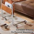 Wheeled Mobile Desk Side Table for Home Office with Lockable Wheels and Storage Pocket - view 4