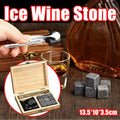 Whisky Chilling Stones Set of 9 with Wooden Gift Box and Tongs