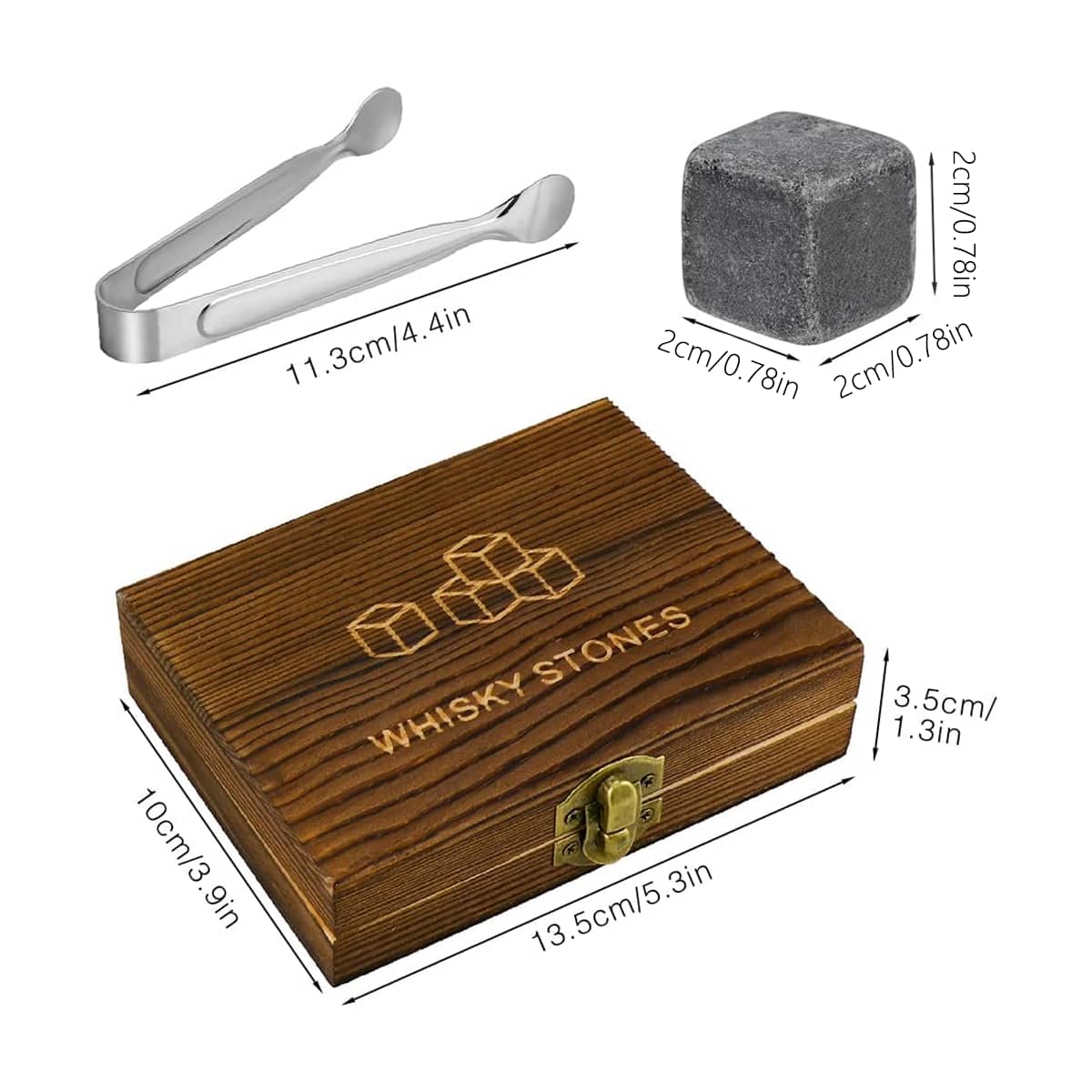 Whisky Chilling Stones Set of 9 with Wooden Gift Box and Tongs - view 3