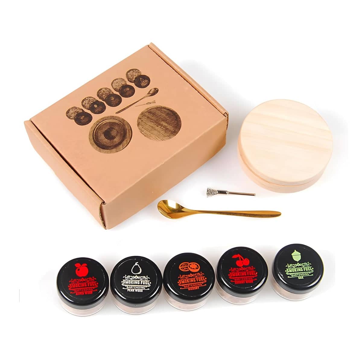 Whisky Smoker Kit with Solid Wood Lid and 5 Flavour Wood Chips for Cocktails and Beer - view 2