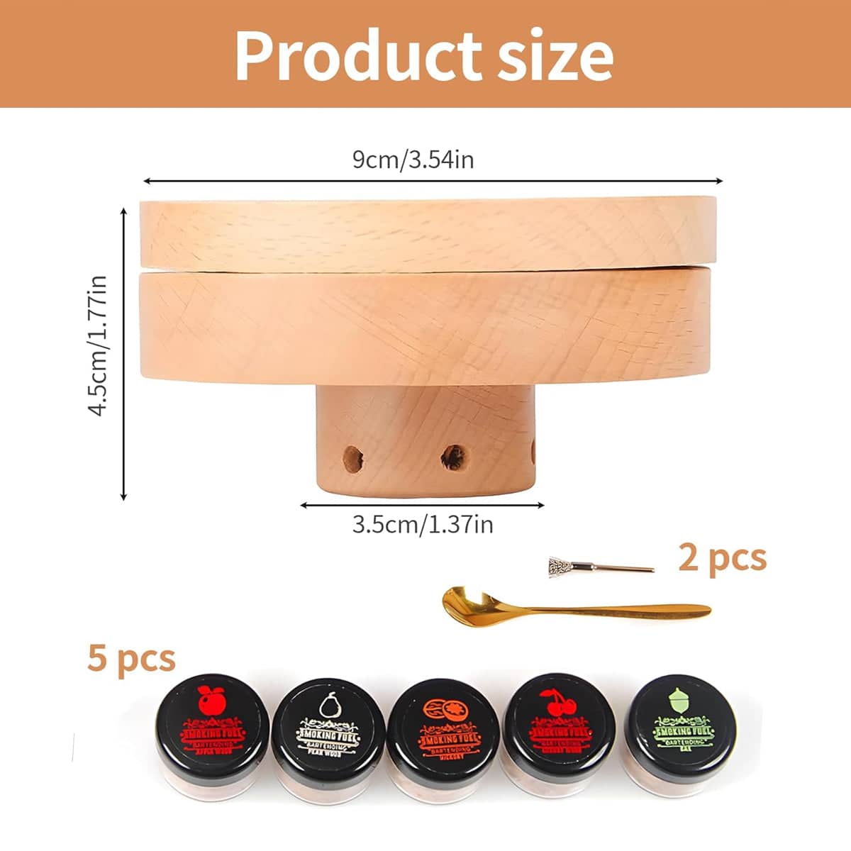 Whisky Smoker Kit with Solid Wood Lid and 5 Flavour Wood Chips for Cocktails and Beer - view 3