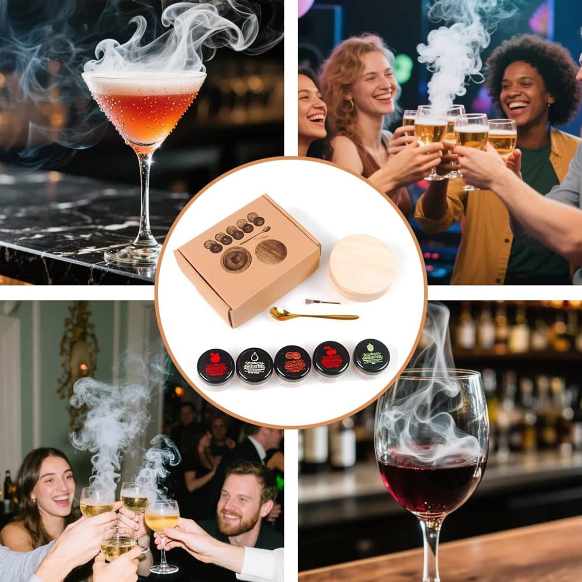 Whisky Smoker Kit with Solid Wood Lid and 5 Flavour Wood Chips for Cocktails and Beer - view 4