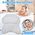 White 3D Breathable Mesh Bathtub Pillow with Suction Cups for Neck Support