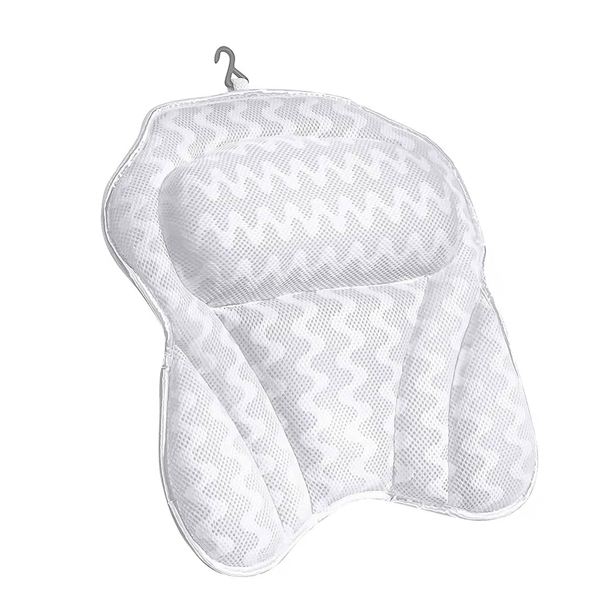 White 3D Breathable Mesh Bathtub Pillow with Suction Cups for Neck Support - view 2