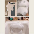 White 3D Breathable Mesh Bathtub Pillow with Suction Cups for Neck Support - view 4