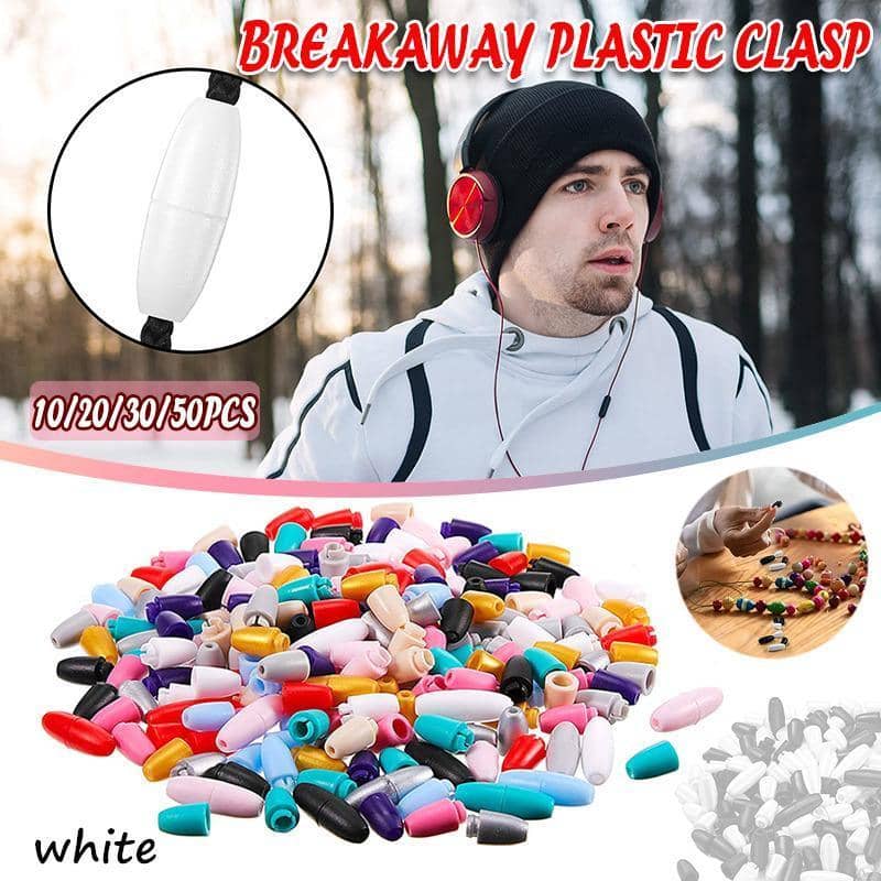 White Breakaway Plastic Clasps for Silicone Bead Necklaces - Pack of 30 - view 2