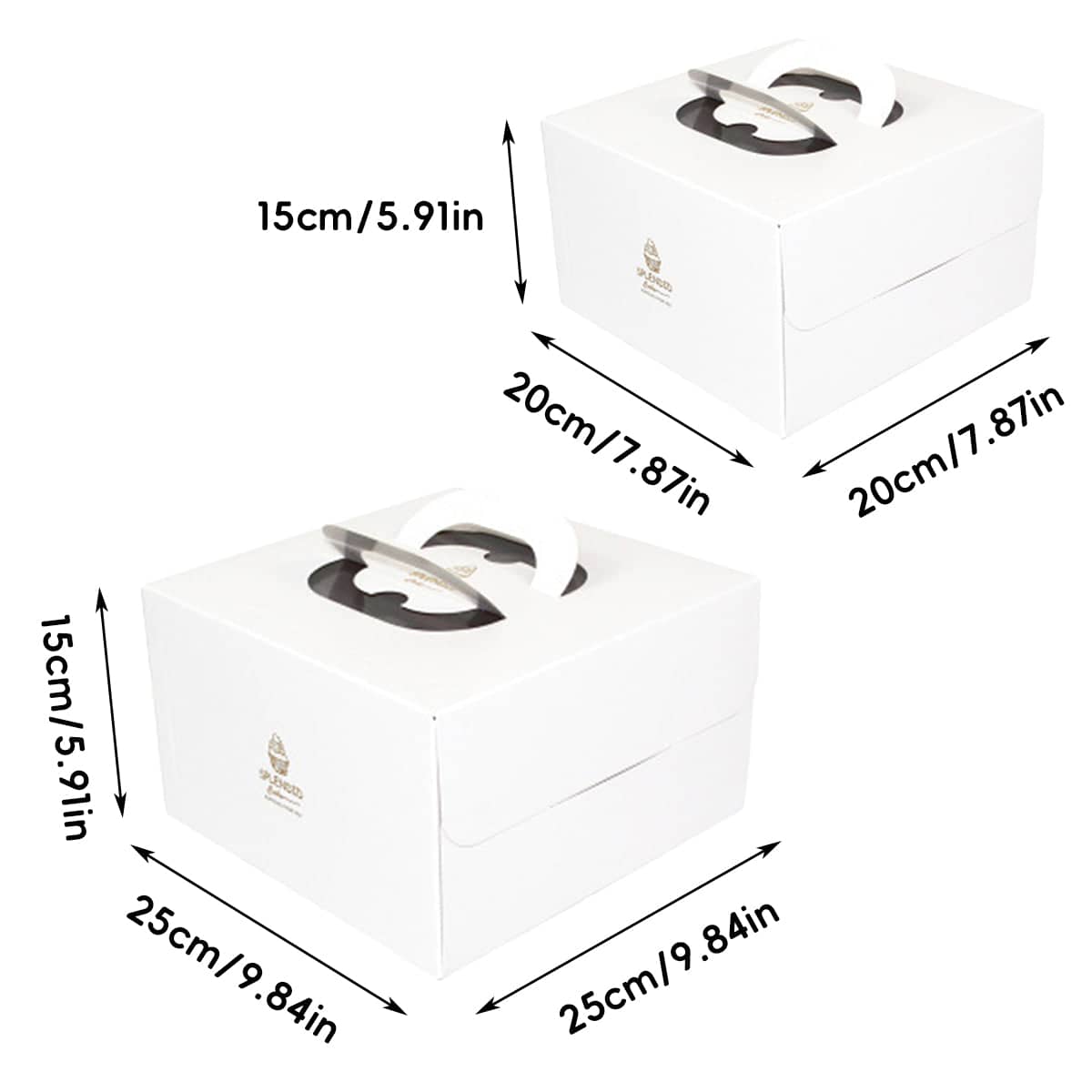 White Cake Boxes with Clear Window and Carry Handle, Pack of 20 - 6 Inches (15 cm) - view 4