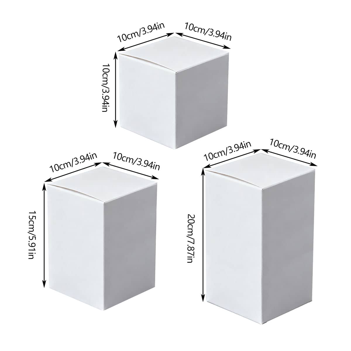 White Cardboard Gift Boxes for Birthday, Christmas and Craft, Pack of 50 - 10 x 10 x 15 cm - view 4