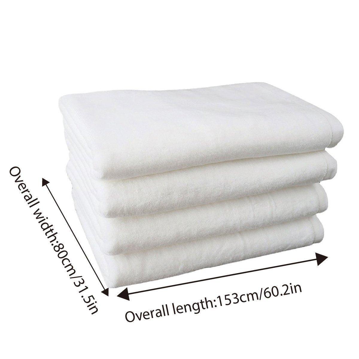 White Cotton Bath Towels, Pack of 6 - 80 x 160 cm, Plain Design - view 4