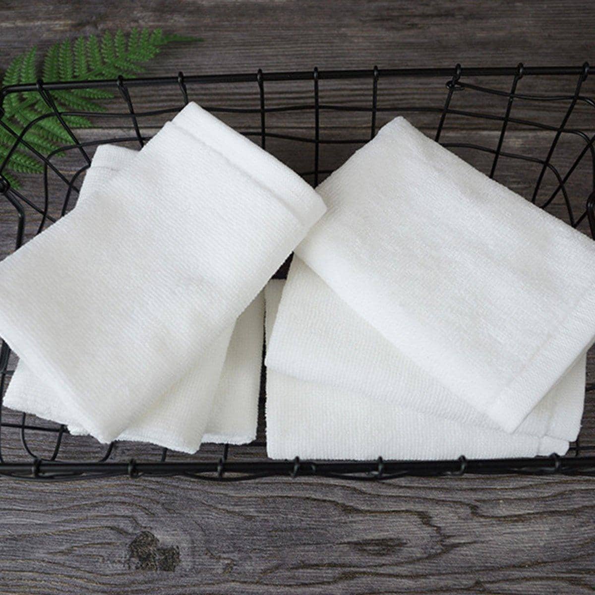 White Cotton Face Towels, Pack of 6 - 32 x 32 cm, Satin Border - view 4