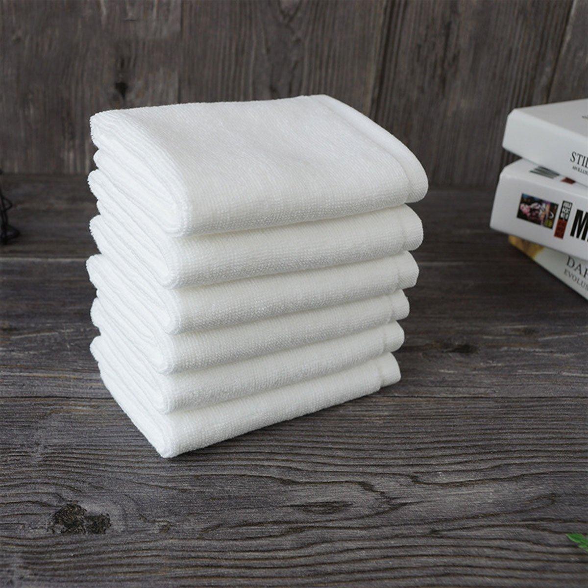 White Cotton Face Towels, Pack of 6 - 35 x 35 cm, Plain - view 5
