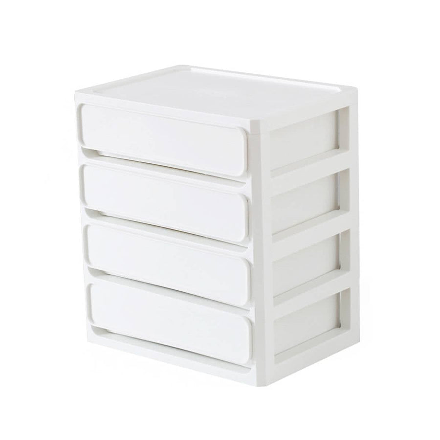 White Desktop Drawer Organiser - 4 Layers (26 x 19.5 x 29 cm)