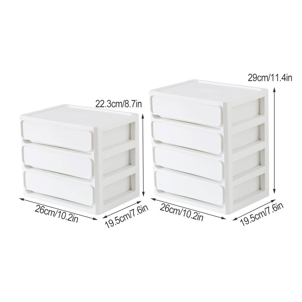 White Desktop Drawer Organiser - 4 Layers (26 x 19.5 x 29 cm) - view 4