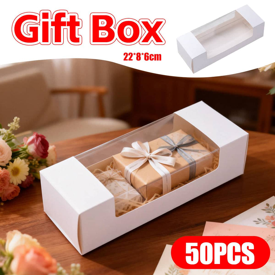 White Gift Boxes with Clear Window Set of 50 for Jewellery and Retail Presentation