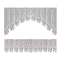 White Lace Window Curtains, 2-Piece Tier Set - Three Flowers
